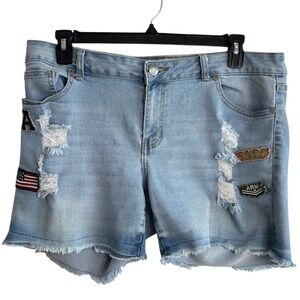 1826 Jeans Bermuda Shorts Womens Plus Size 18 Stretch Denim Distressed Patriotic